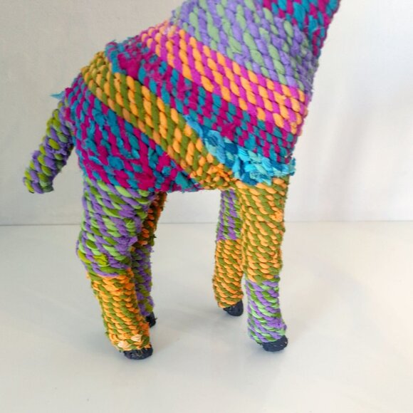 Bohemian Hand Crafted Colorful Indian Giraffe 19" Recycled Yarn Rope - Picture 4 of 5